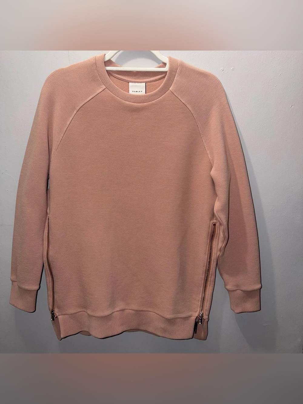 Varley Manning Sweatshirt Womens Small pink  Side Zip Ribbed